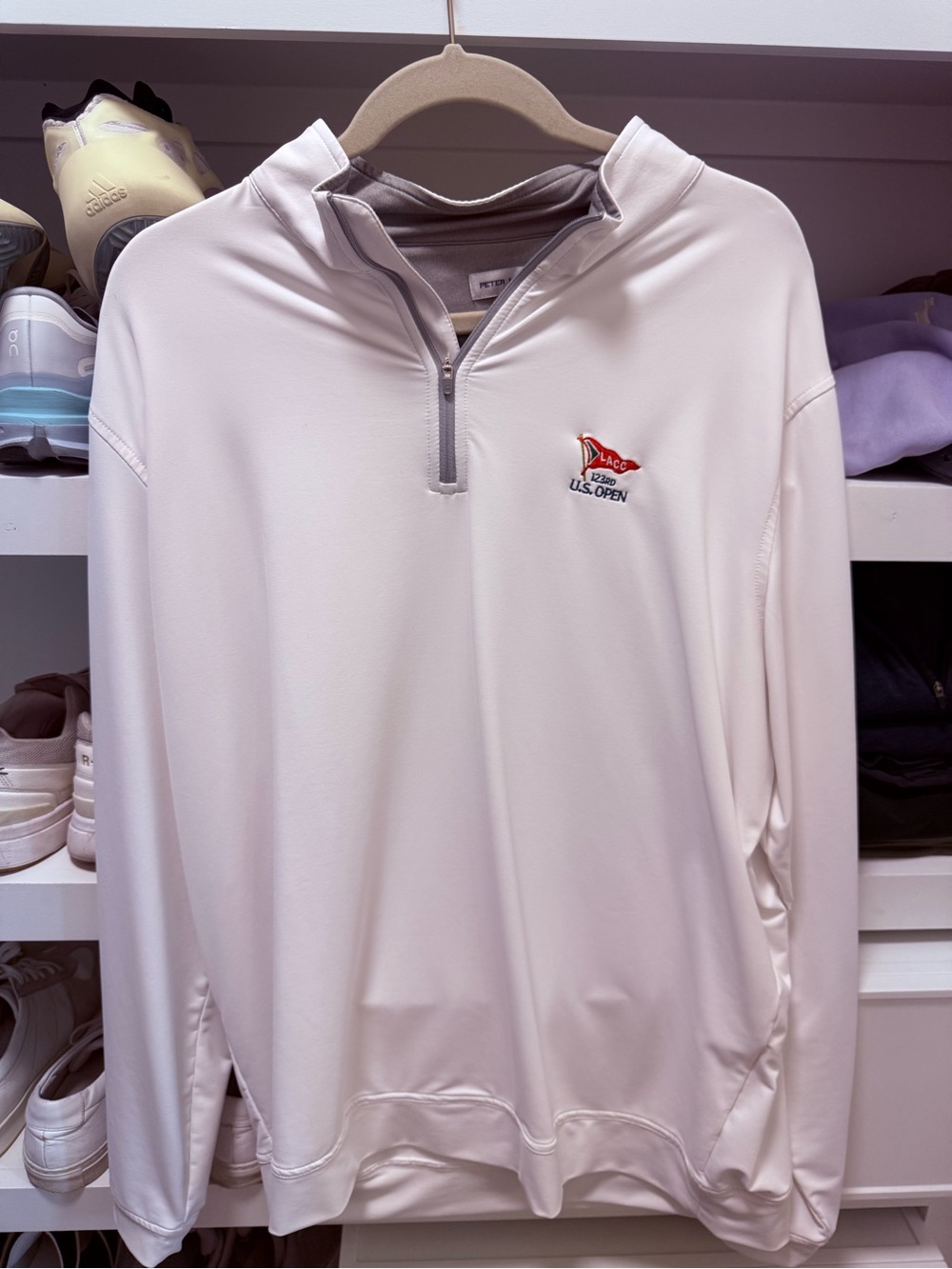 Peter Millar White Quarter-Zip Pullover with U.S. Open Logo